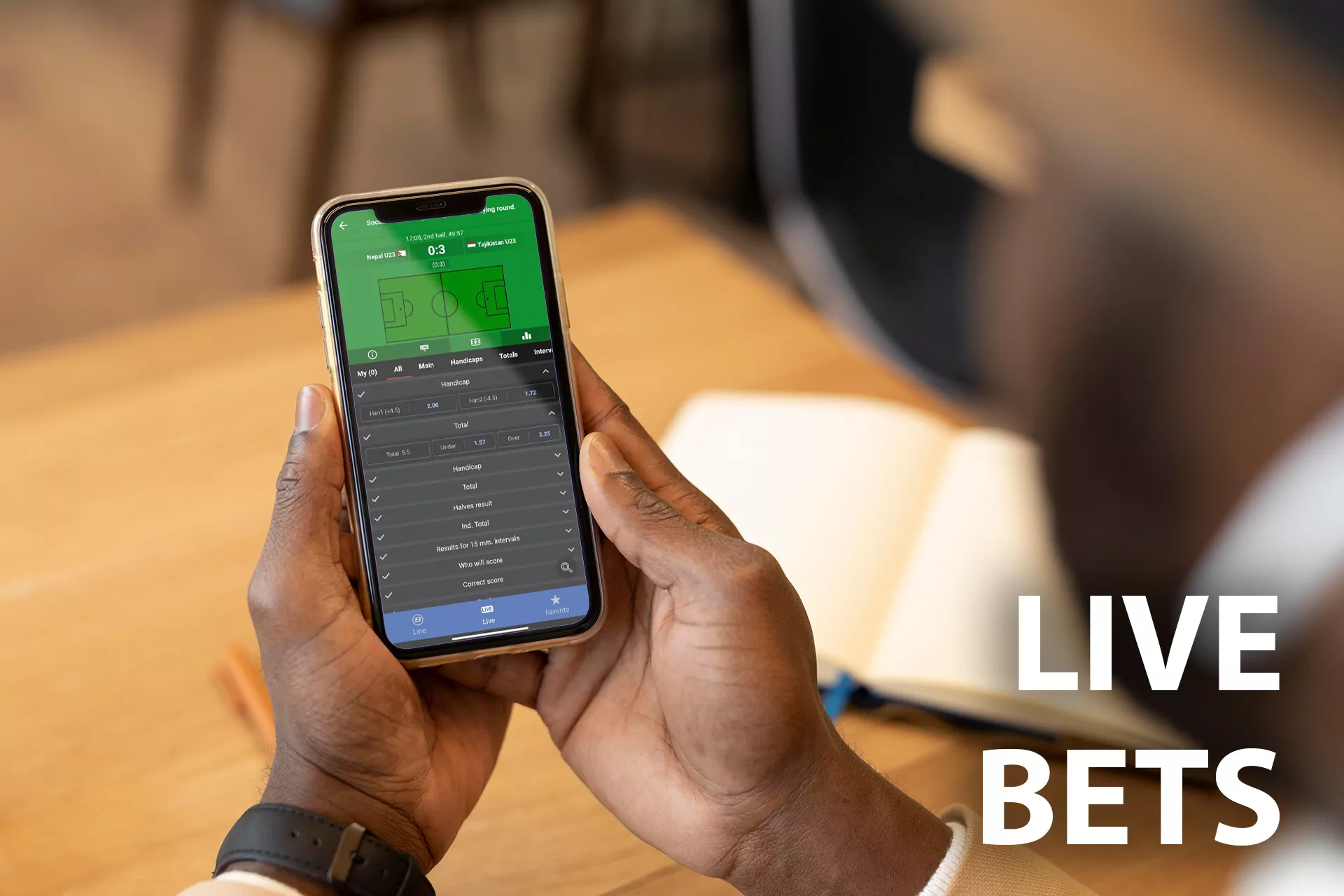 Place live bets while watching the broadcasts in the app.