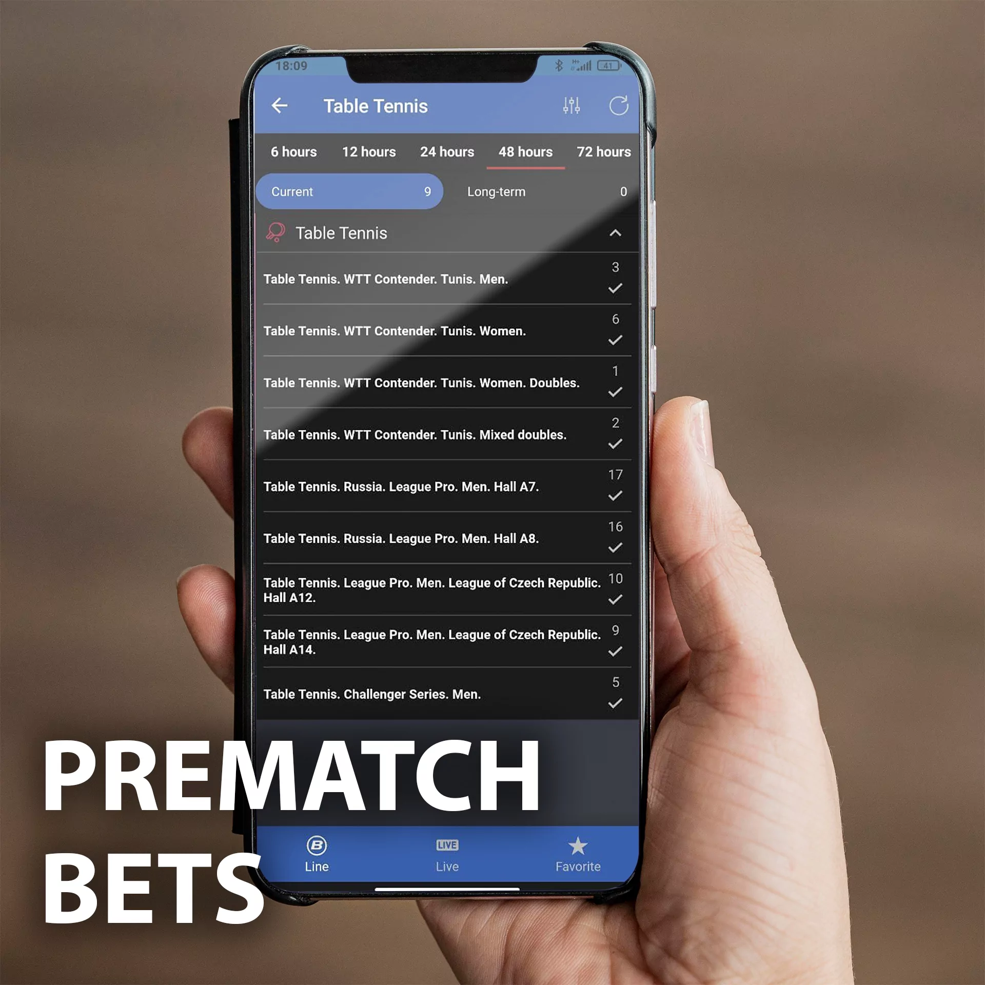 You can place prematch bets in the Betcity app.