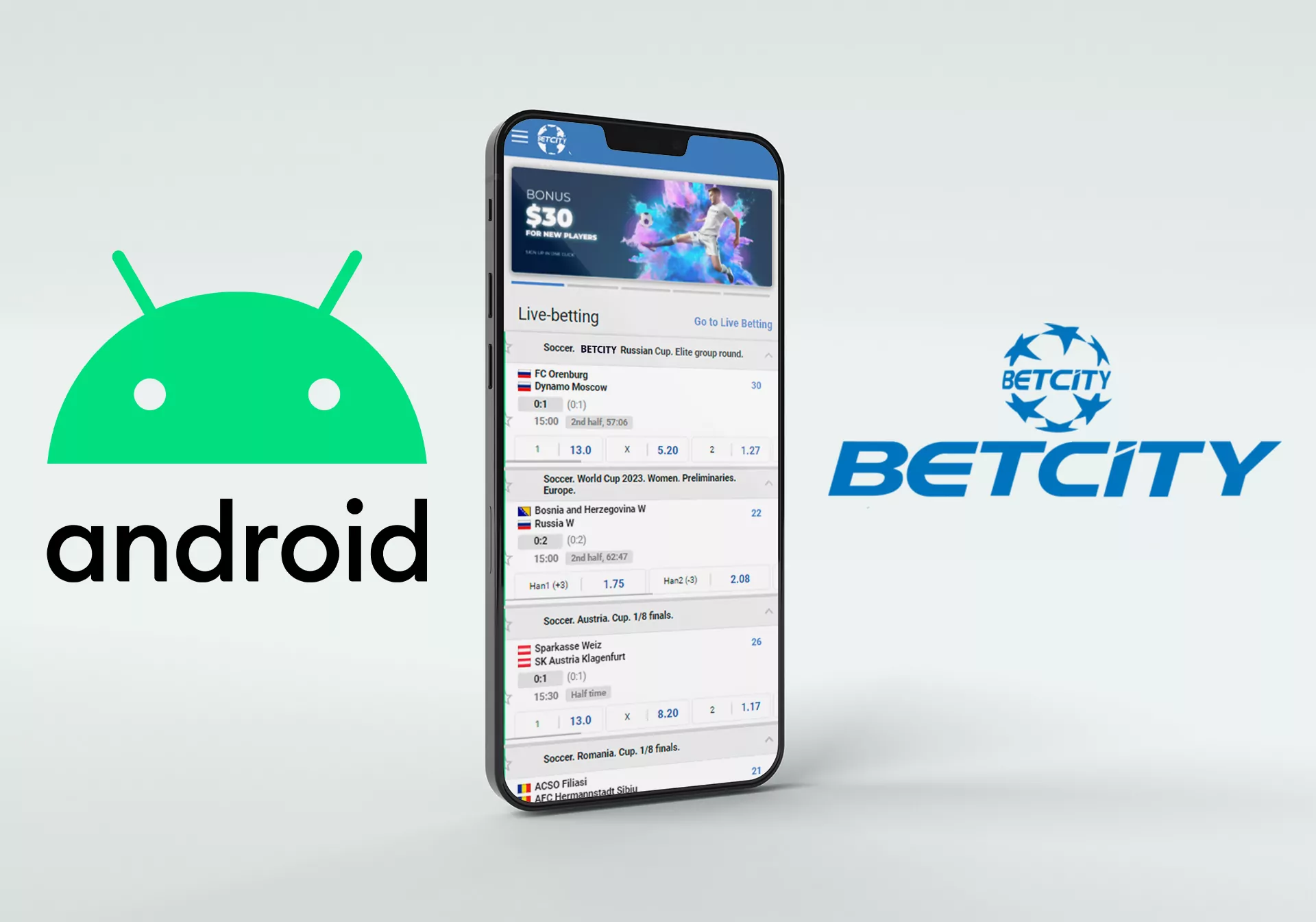 Android app will help you to place bets at Betcity whenever you want.